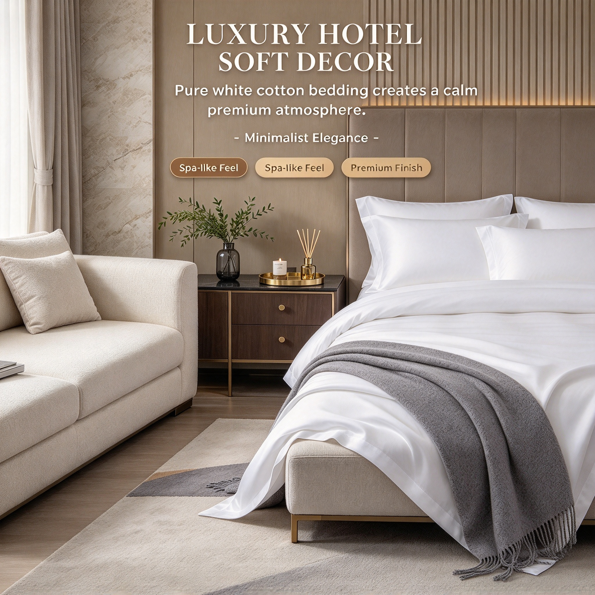 60S Pure Cotton Hotel White Bedding Set White Cotton Sateen Quilt Set for Hotel Room Luxury Hotel Bedding with Duvet Cover & Sheet Soft Smooth Cotton Bed Linen Set Premium White Hotel Quilt Set for Home_6
