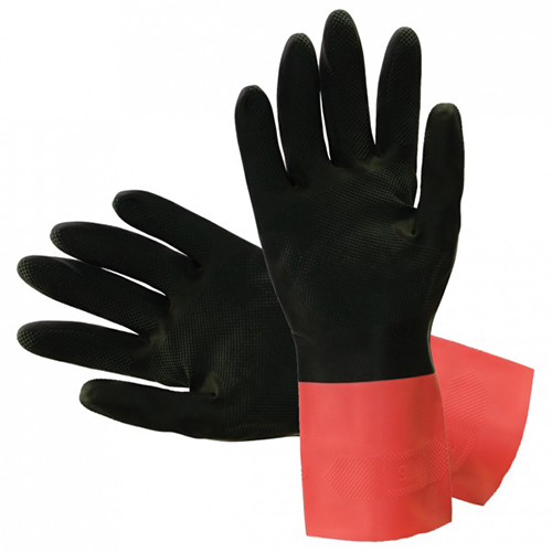 Brfl2 – bi-colour natural rubber flocklined gloves