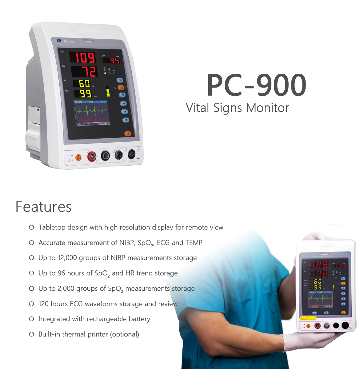 Pc-900 vital signs monitor