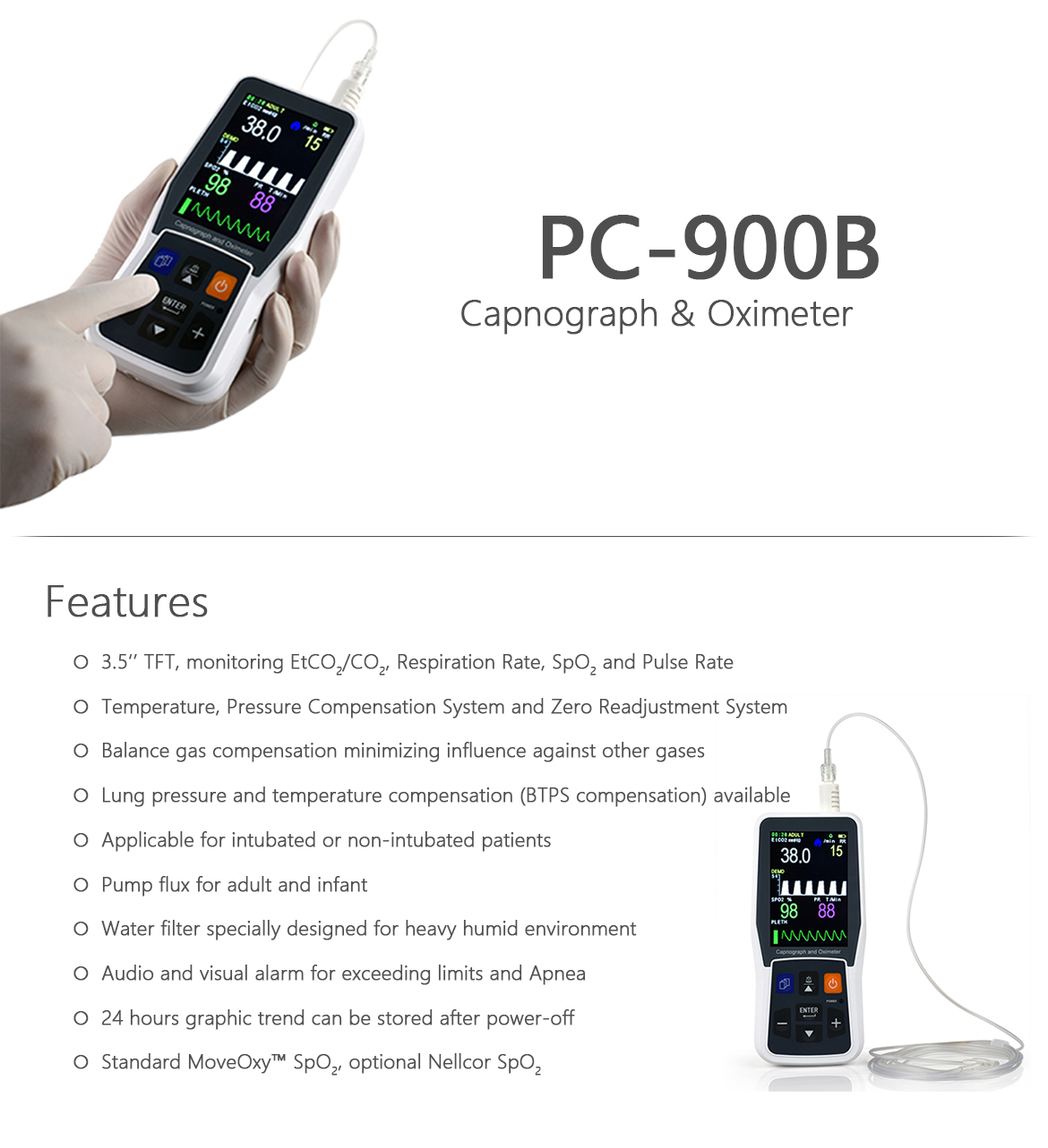 Pc-900b capnograph & oximeter