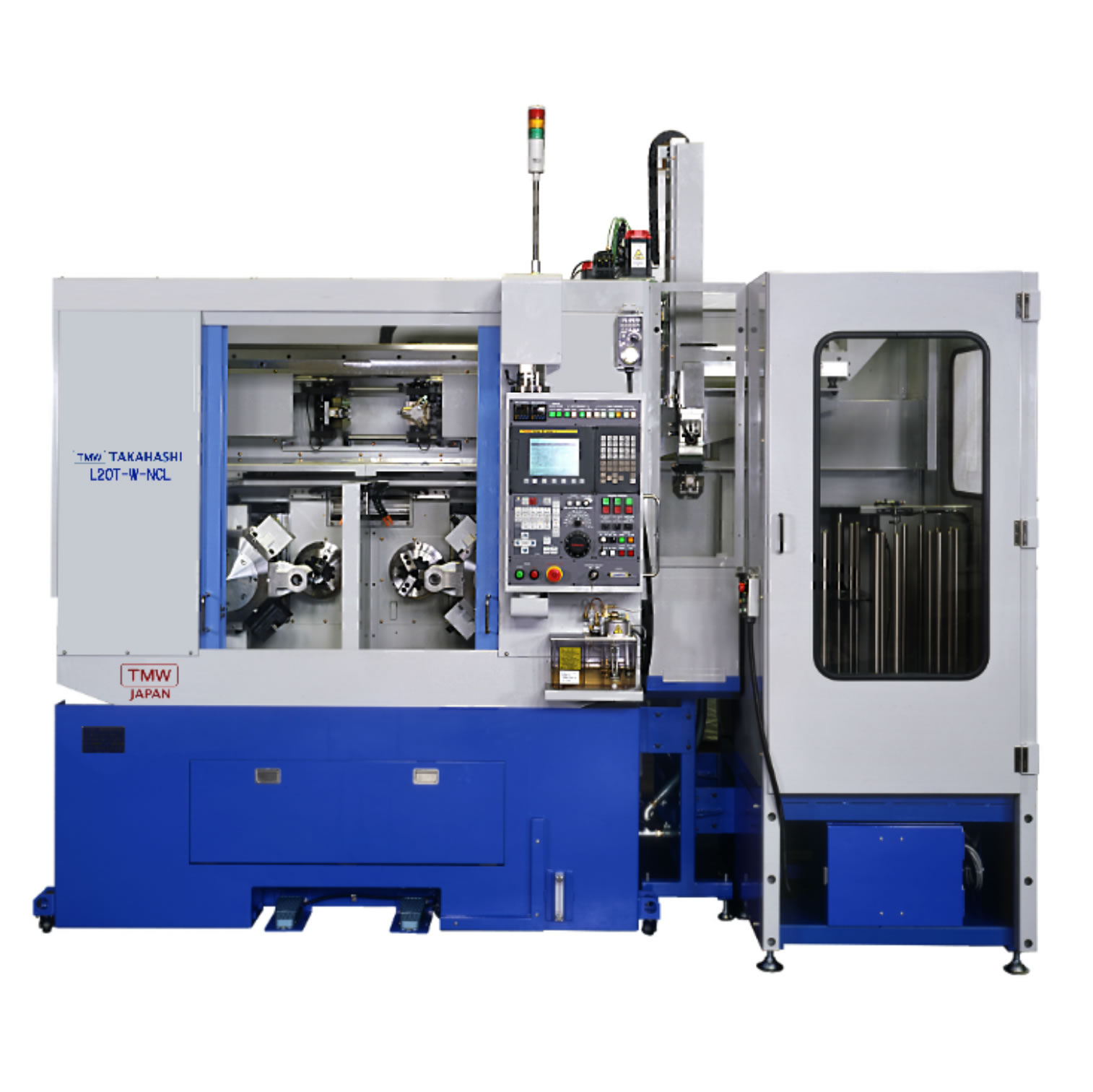 Microstar l20t-w-ncl (parallel twin spindle twin turret precision cnc lathe with 3-axis gantry loader)