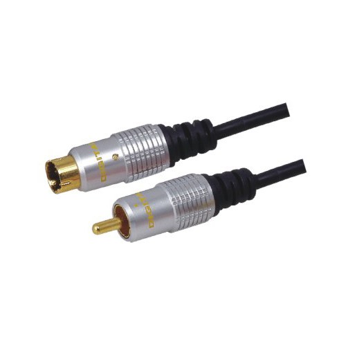 Mx s-video 4 pin mini din plug to mx rca plug cord (ofc digital& home theatre cable) gold plated - 1.5mtr