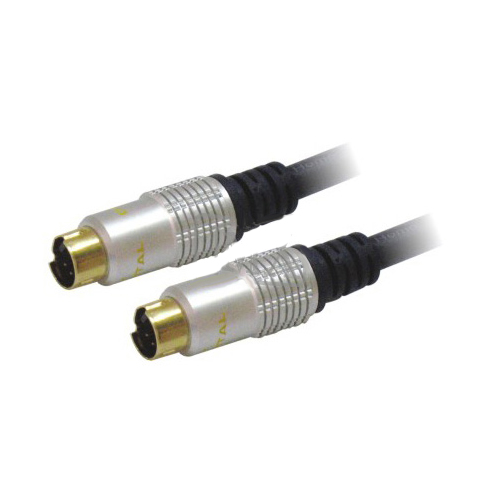 Mx s-video 4 pin mini din plug to mx rca plug cord (ofc digital& home theatre cable) gold plated - 1.5mtr