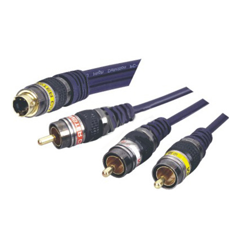 Mx s-video 4 pin mini din plug to mx 3 rca plug cord - 1.5 mtr