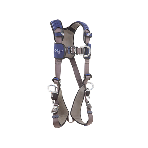 1113085  harness with aluminum front, back and side d-rings, locking quick connect buckles