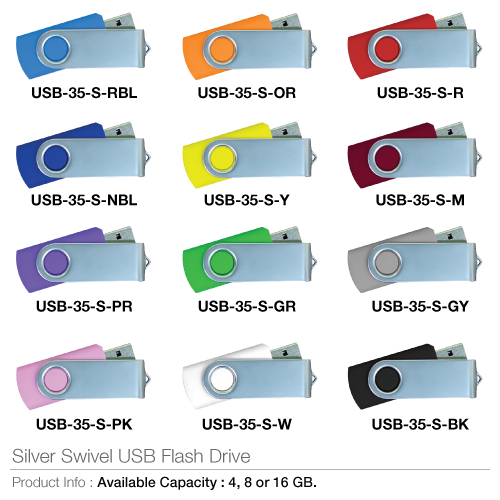Silver swivel usb flash drive
