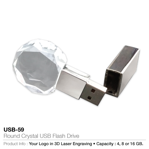 Round crystal usb flash drive  (usb-59)
