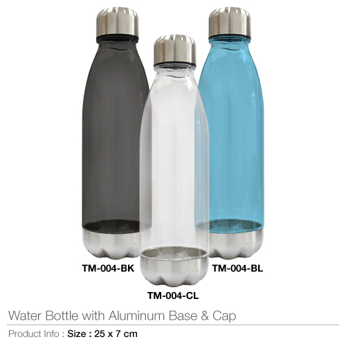 Water bottles with aluminum base and cap tm-004