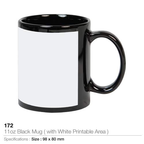 11oz black mug- with white printable area - 172